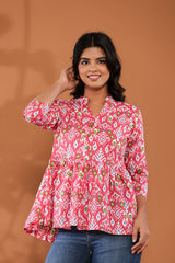 Vibrant Ikat Peplum Top
