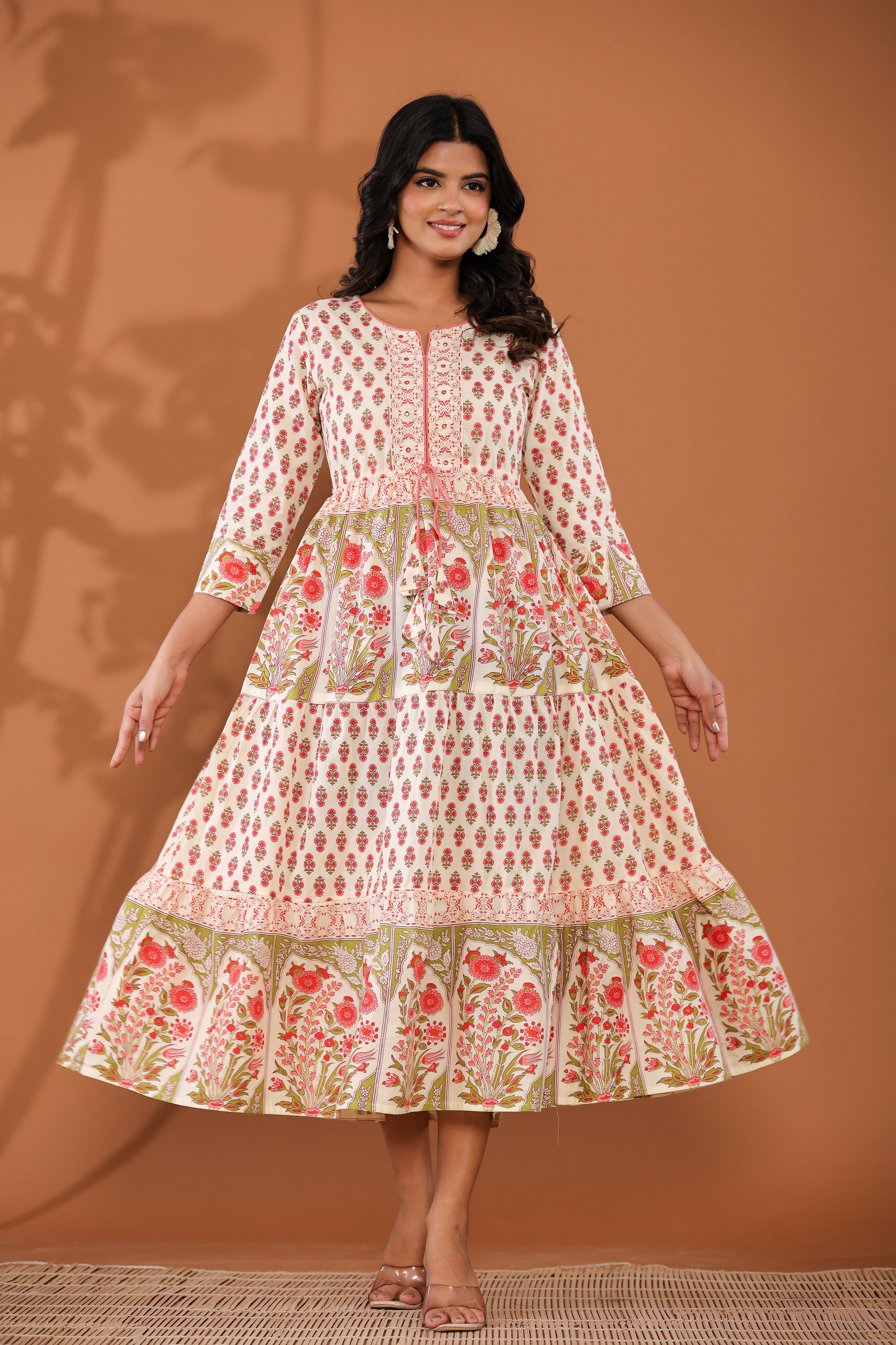 Boho Floral Printed Tiered Dress