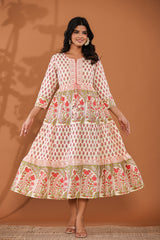 Boho Floral Printed Tiered Dress