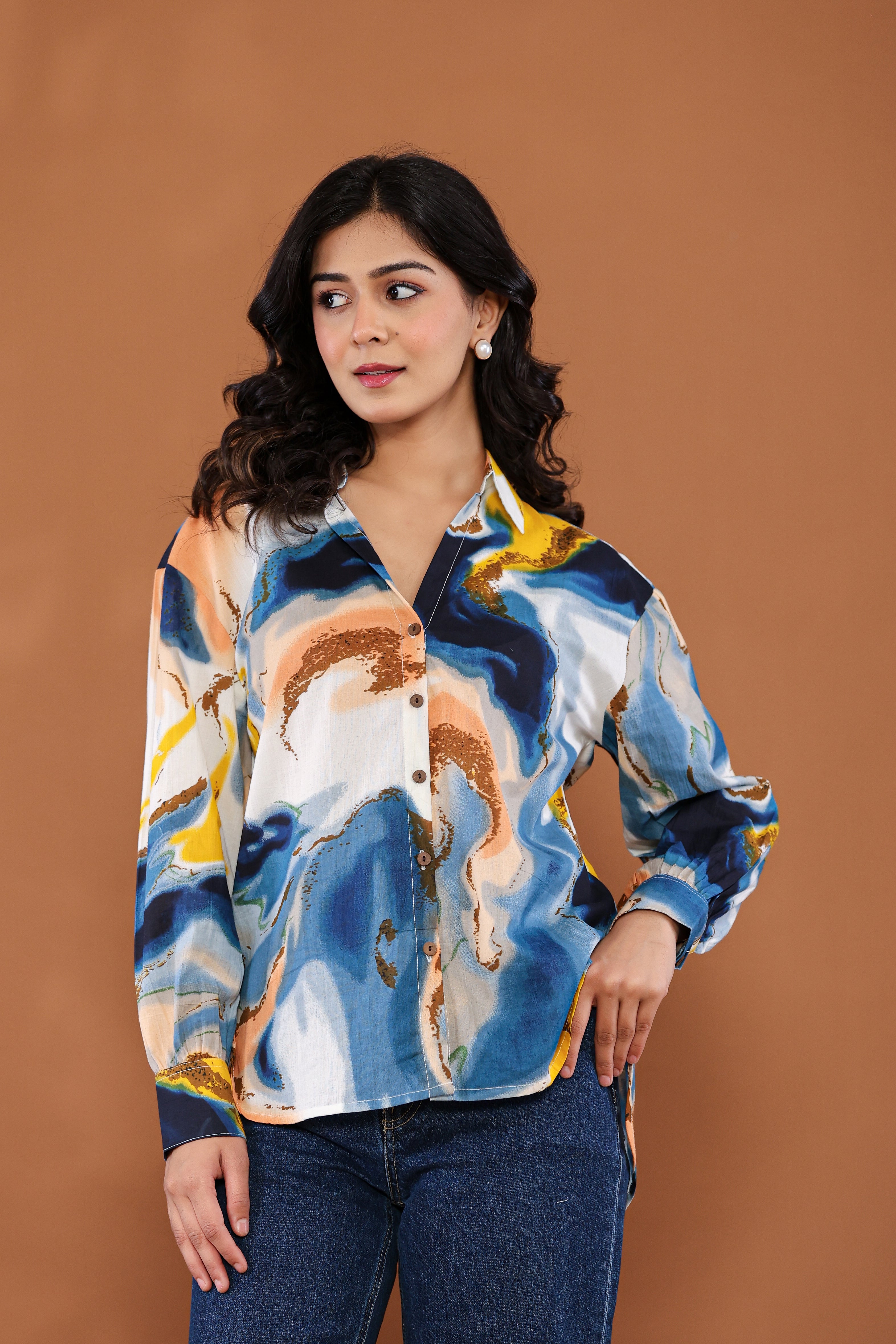 Artistic Swirl Cotton Shirt