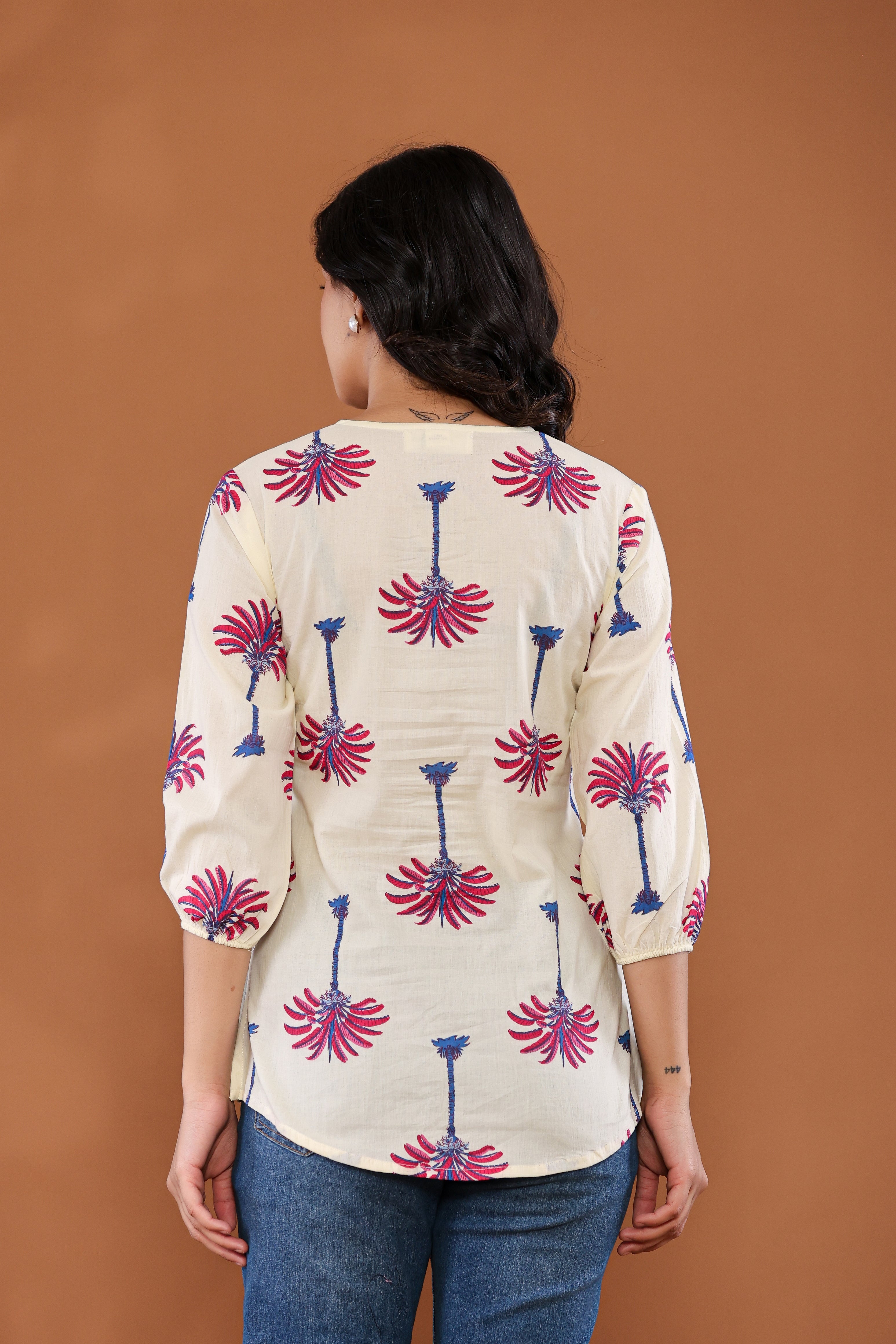 Palm Tree Print Cotton Top