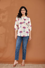 Palm Tree Print Cotton Top