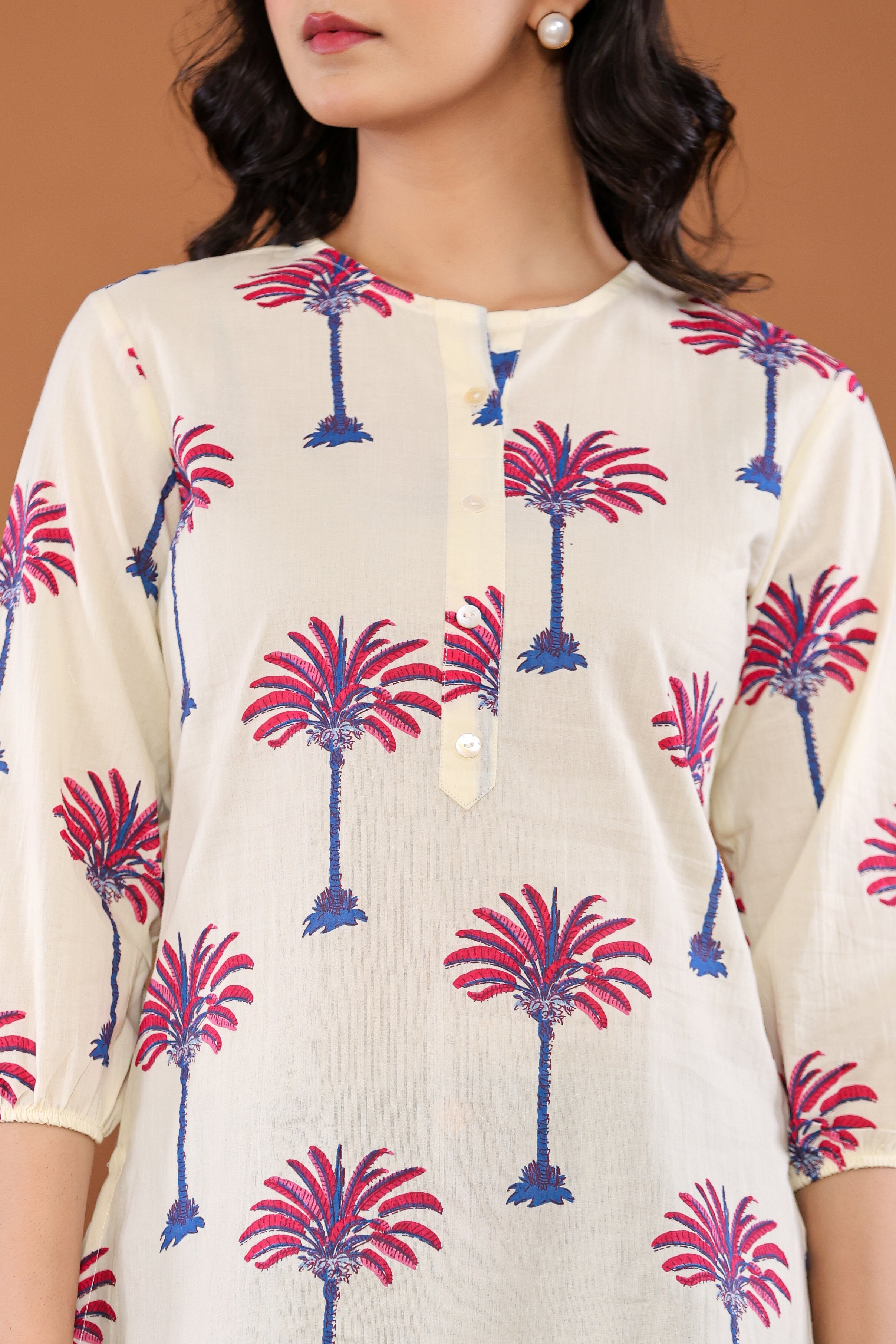 Palm Tree Print Cotton Top
