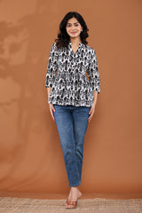 Abstract Print Peplum Top