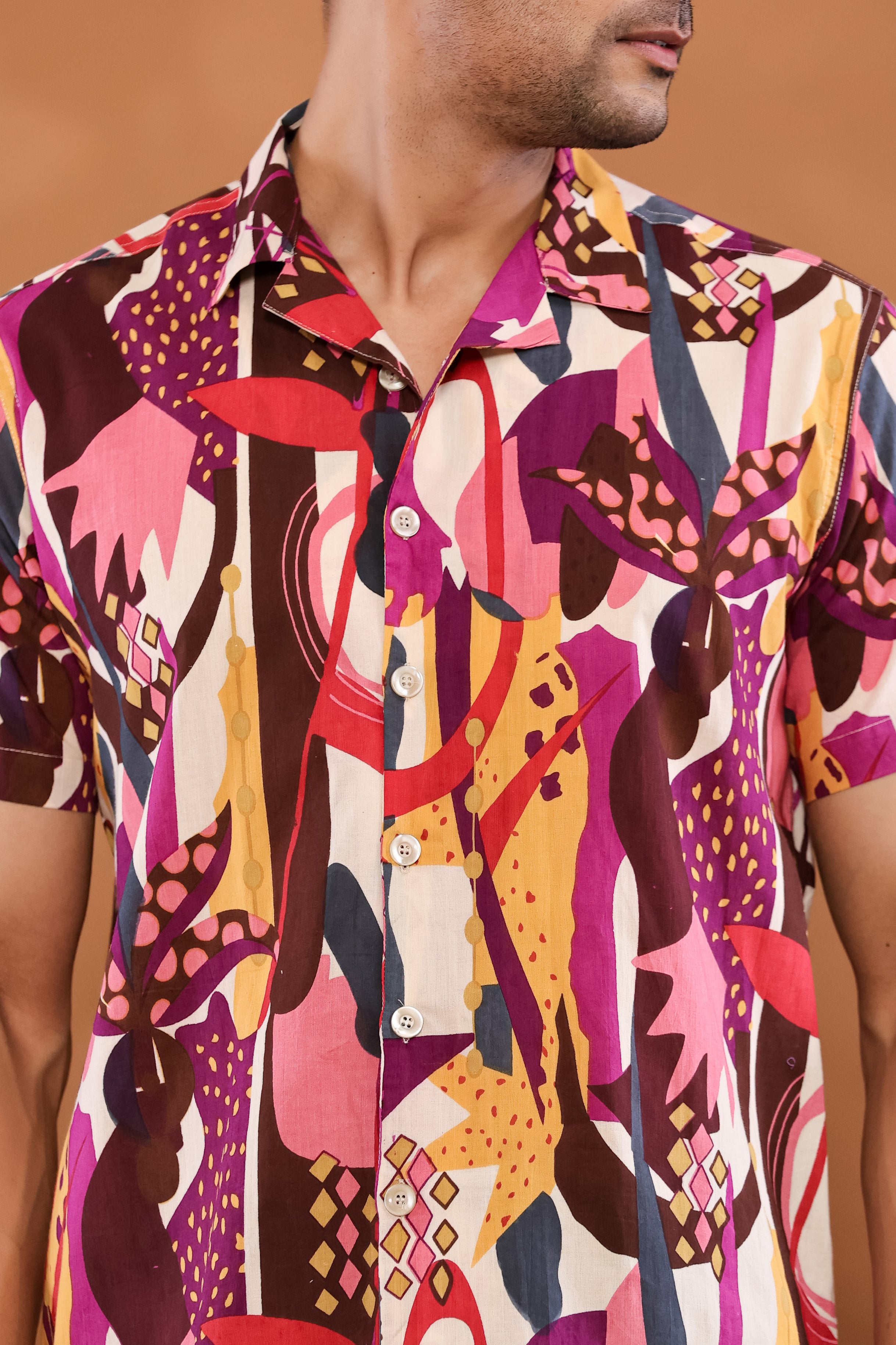 Color Burst Cuban Collar Shirt