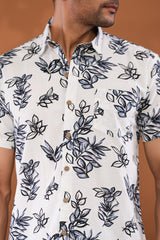 Brushstroke Leaf Half Sleeves Shirt