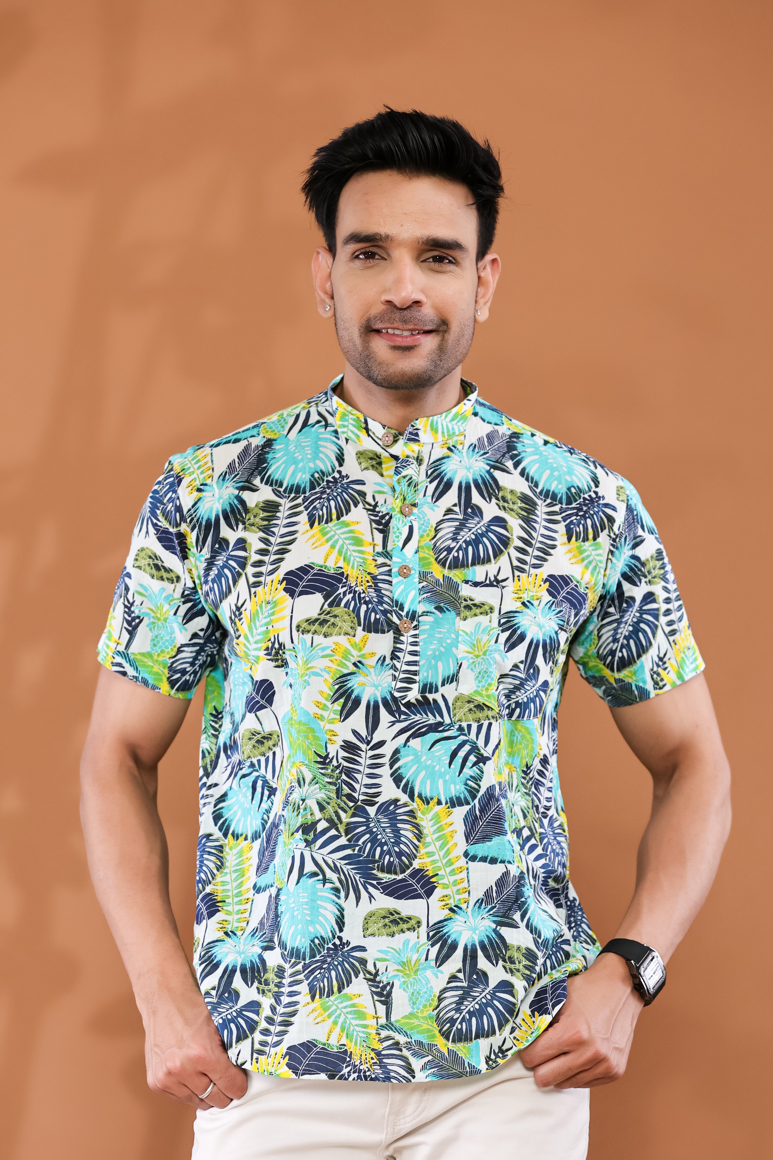 Blossom Burst Short Men's Kurta