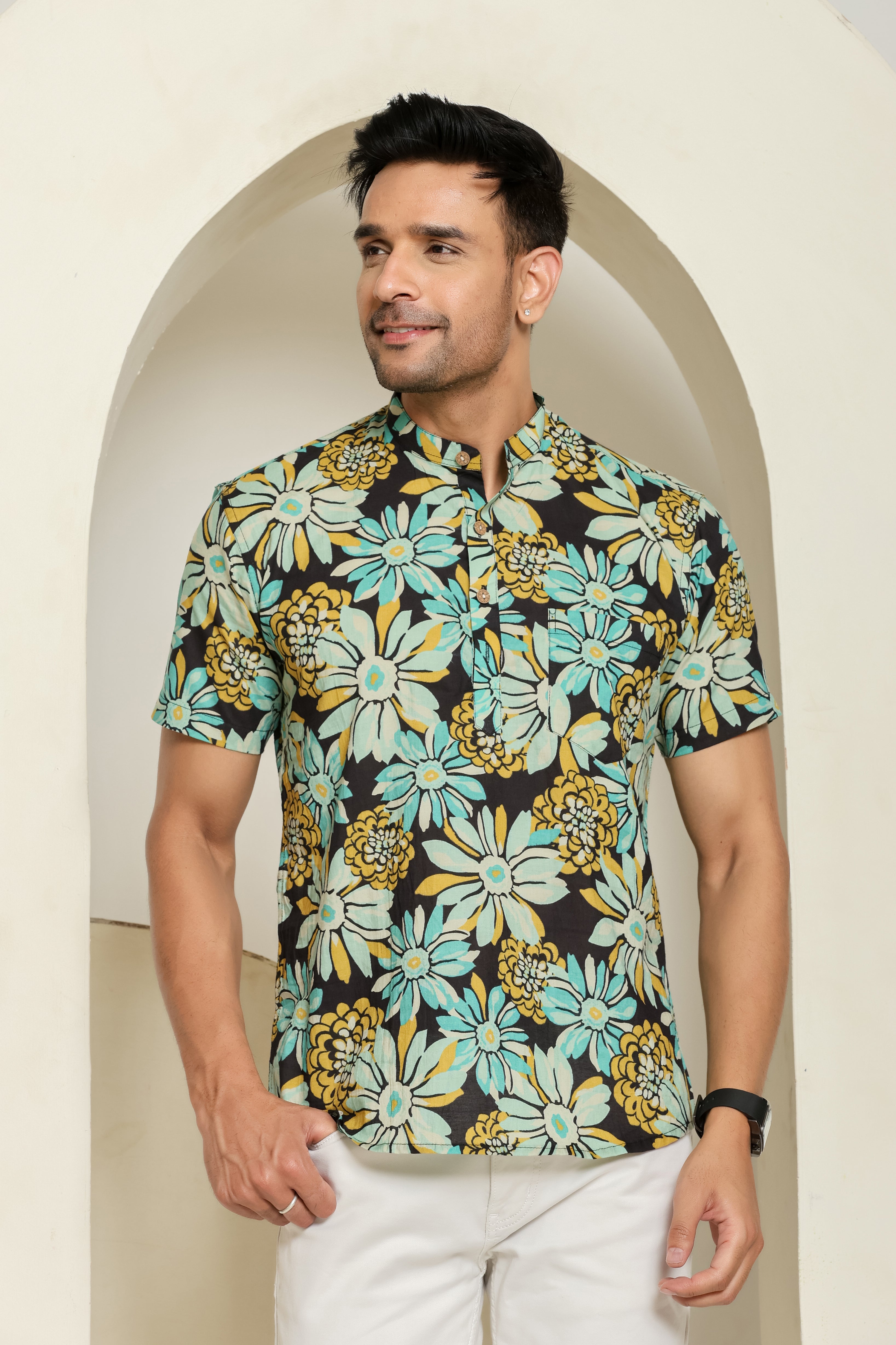 Color Bloom Short Men's Kurta