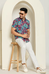 Neon Pulse Half Sleeves Shirt