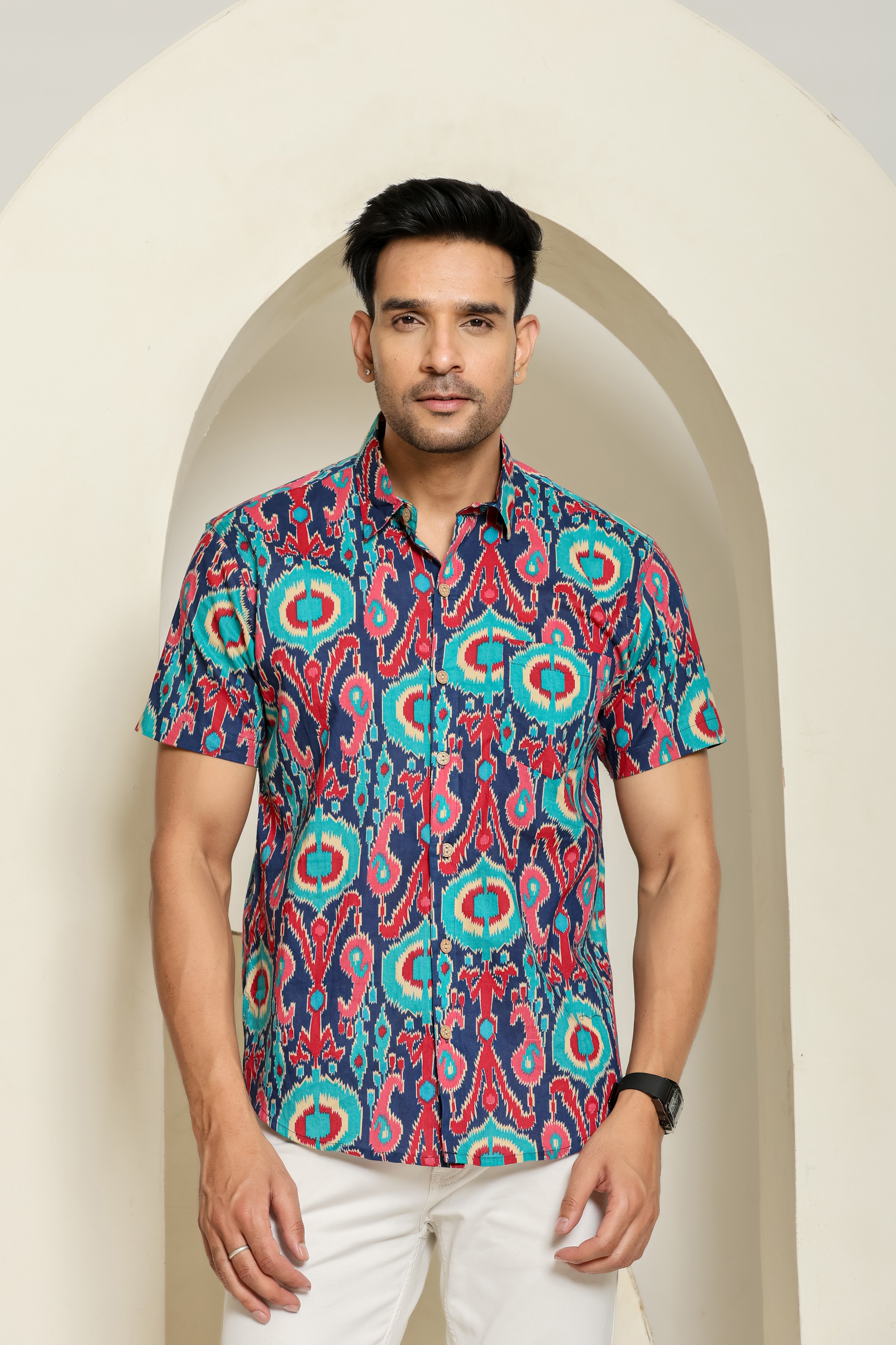 Neon Pulse Half Sleeves Shirt