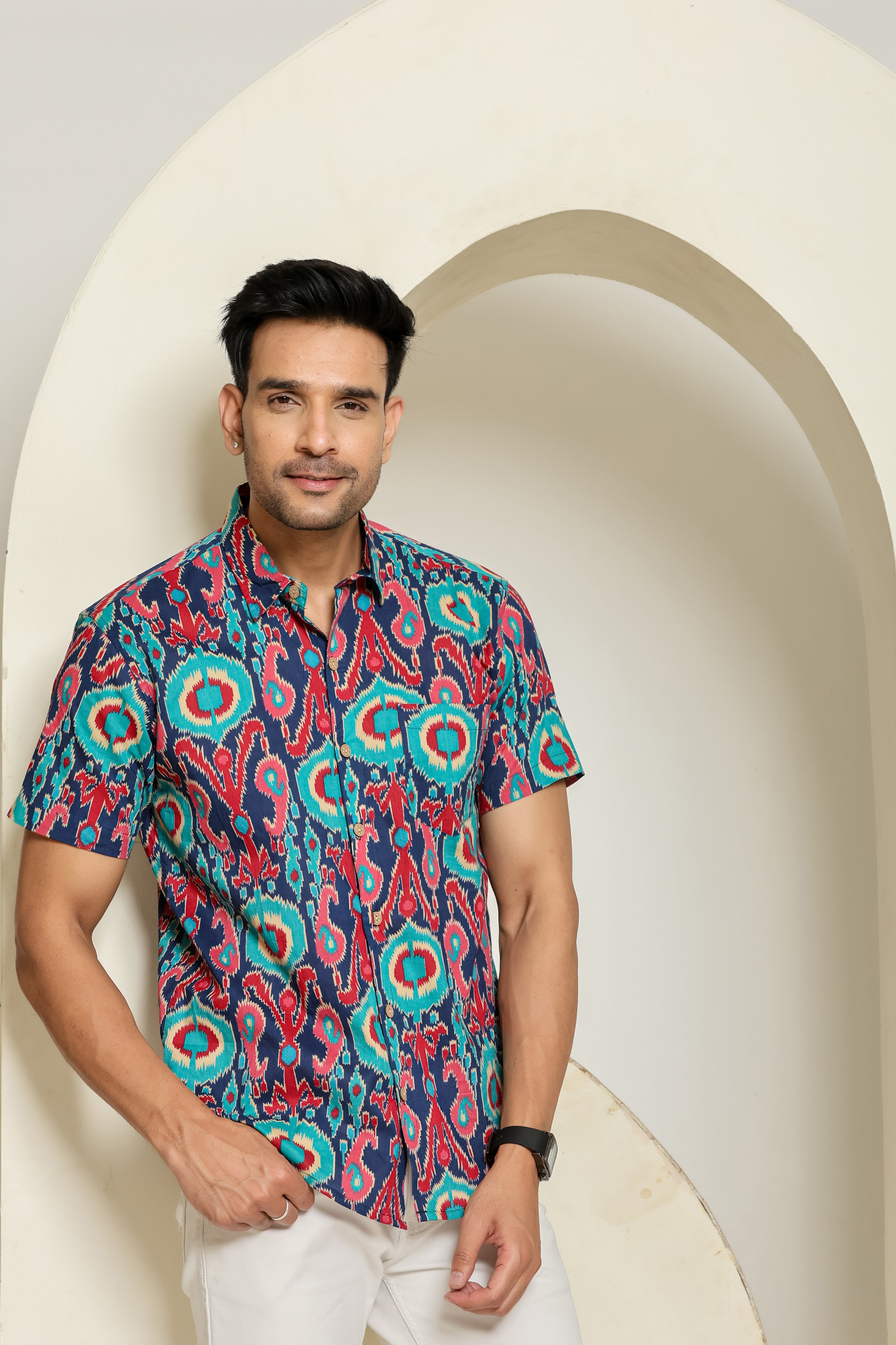 Neon Pulse Half Sleeves Shirt