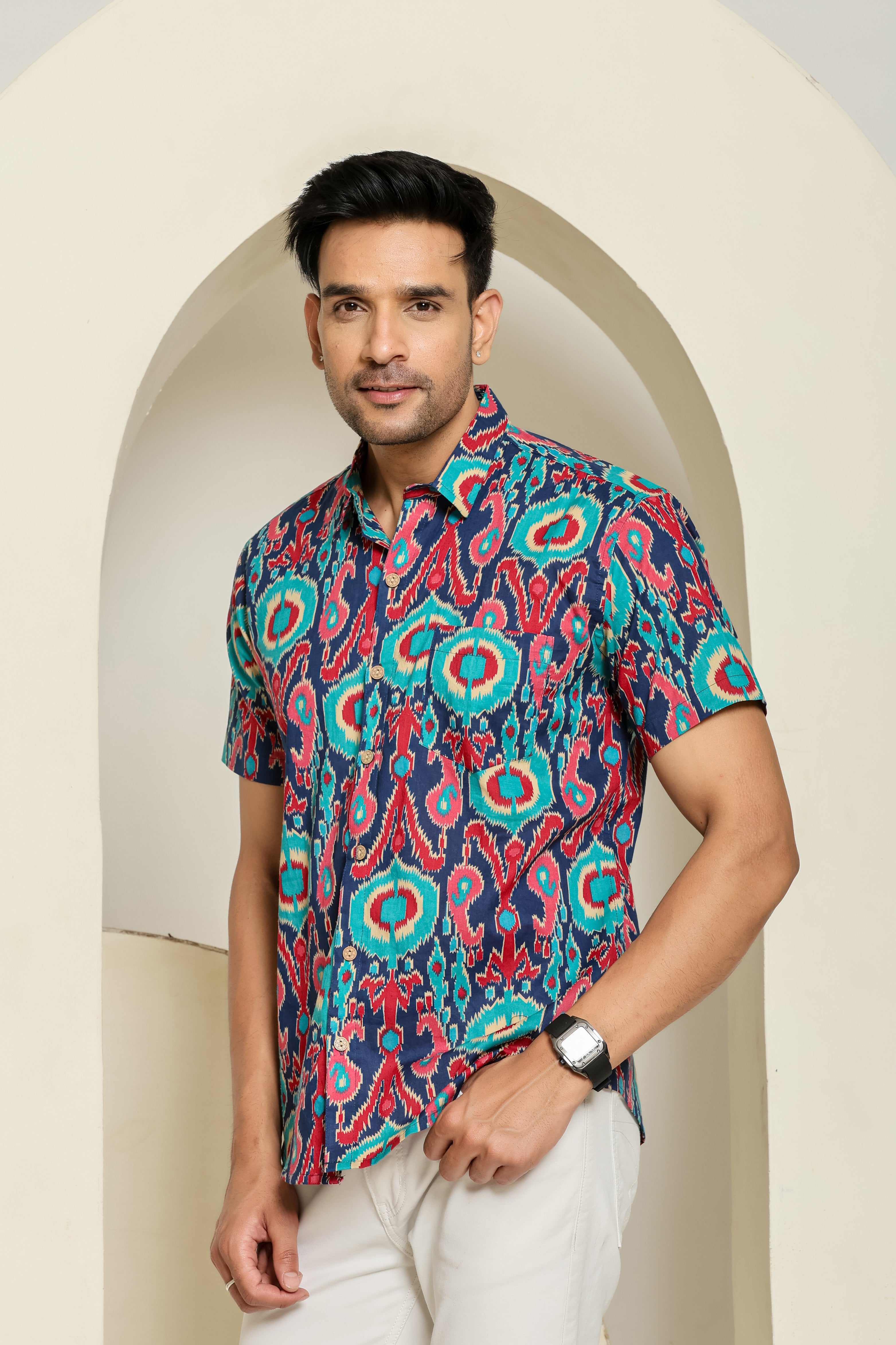Neon Pulse Half Sleeves Shirt
