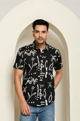 Brushstroke Noir Printed Half Sleeve Shirt
