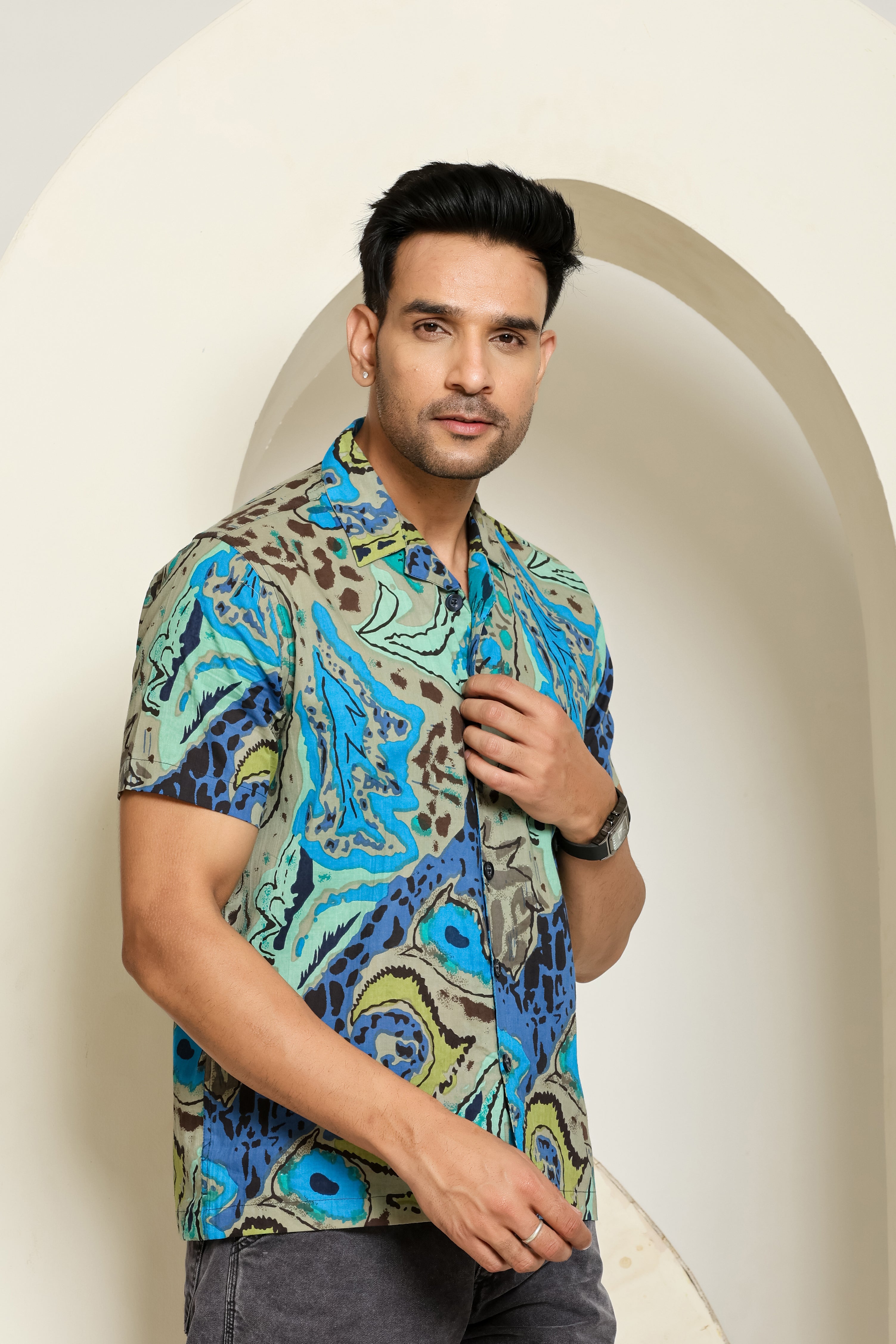 Rainbow Rush Cuban Collar Shirt