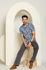 Blue Stripes Cuban Collar Shirt