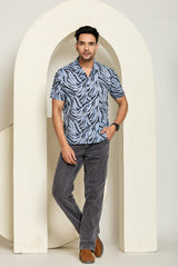 Blue Stripes Cuban Collar Shirt