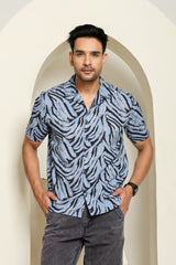 Blue Stripes Cuban Collar Shirt