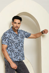 Blue Stripes Cuban Collar Shirt