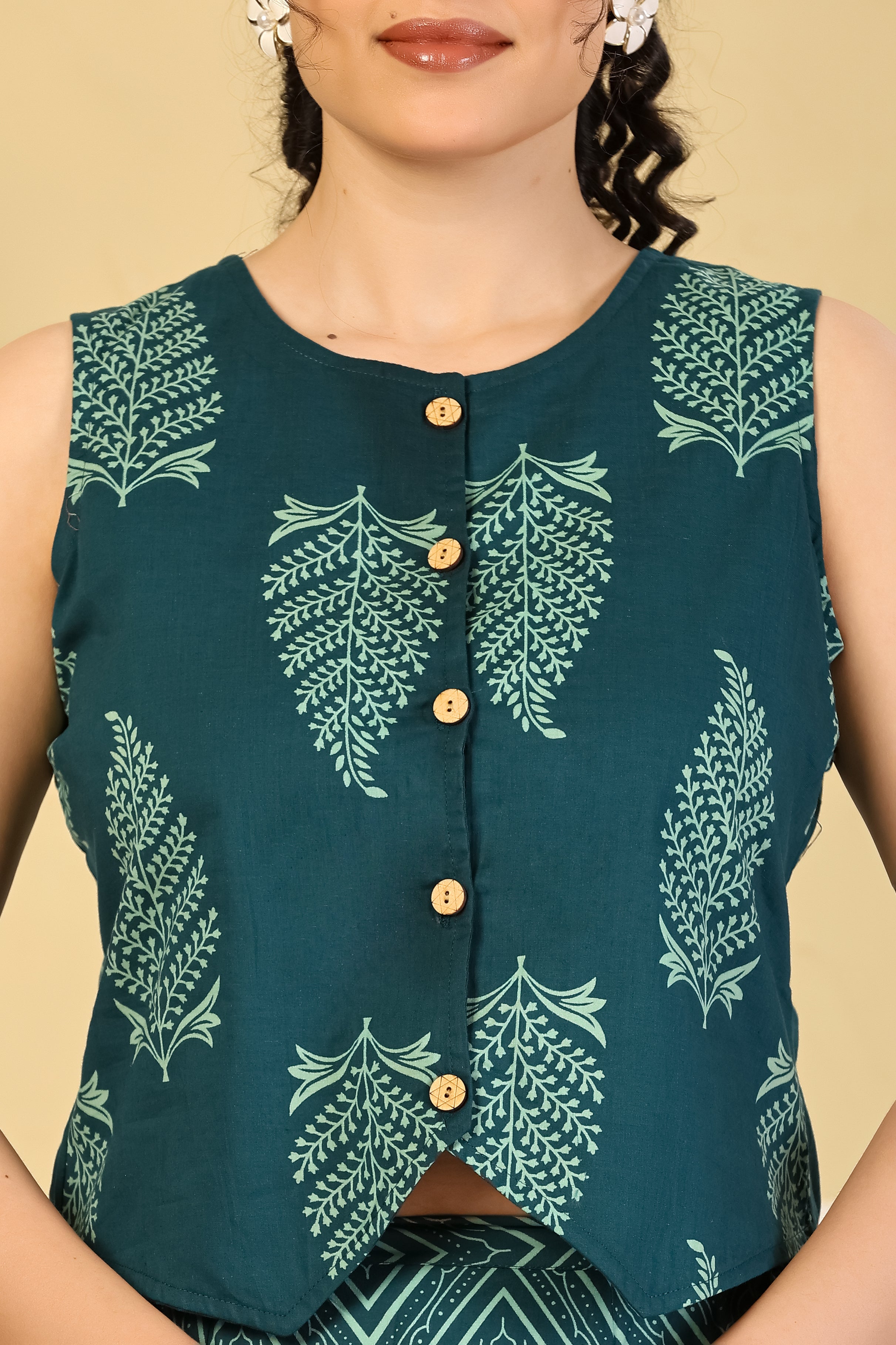 Teal Chevron Crop Top & Skirt Set