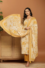 Golden Bloom Printed Cotton Suit