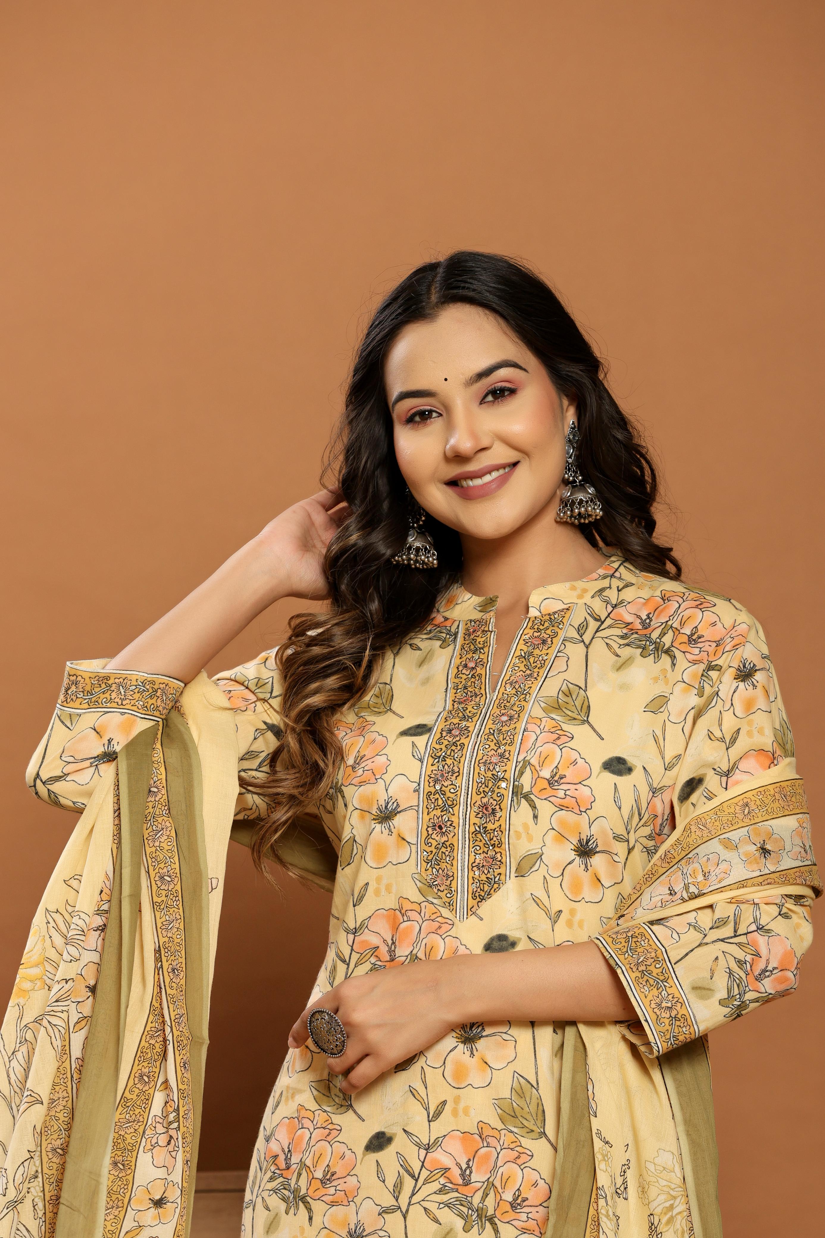Sunlit Bloom Cotton Suit