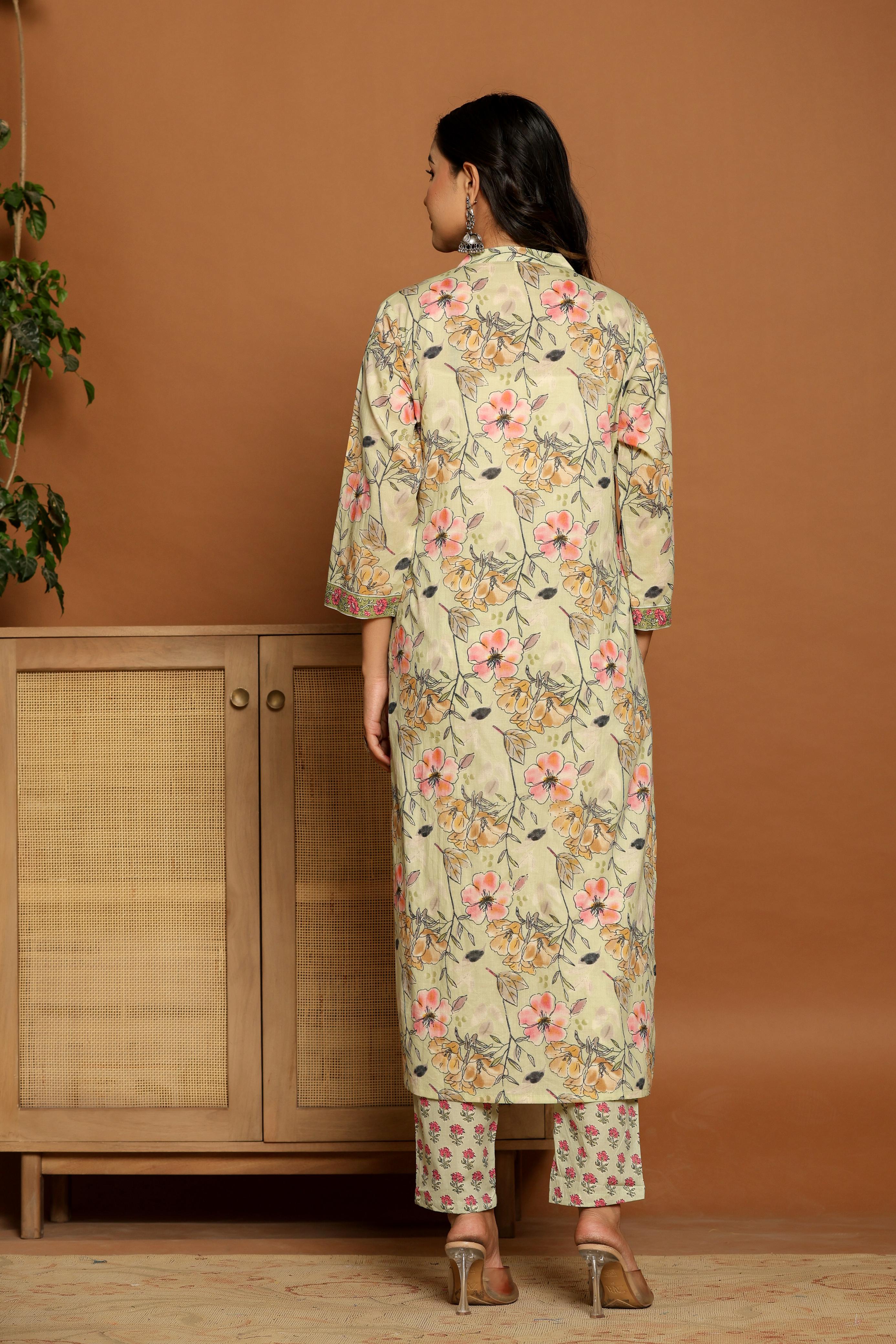 Blush Meadow Printed Cotton Suit