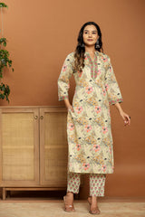 Blush Meadow Printed Cotton Suit