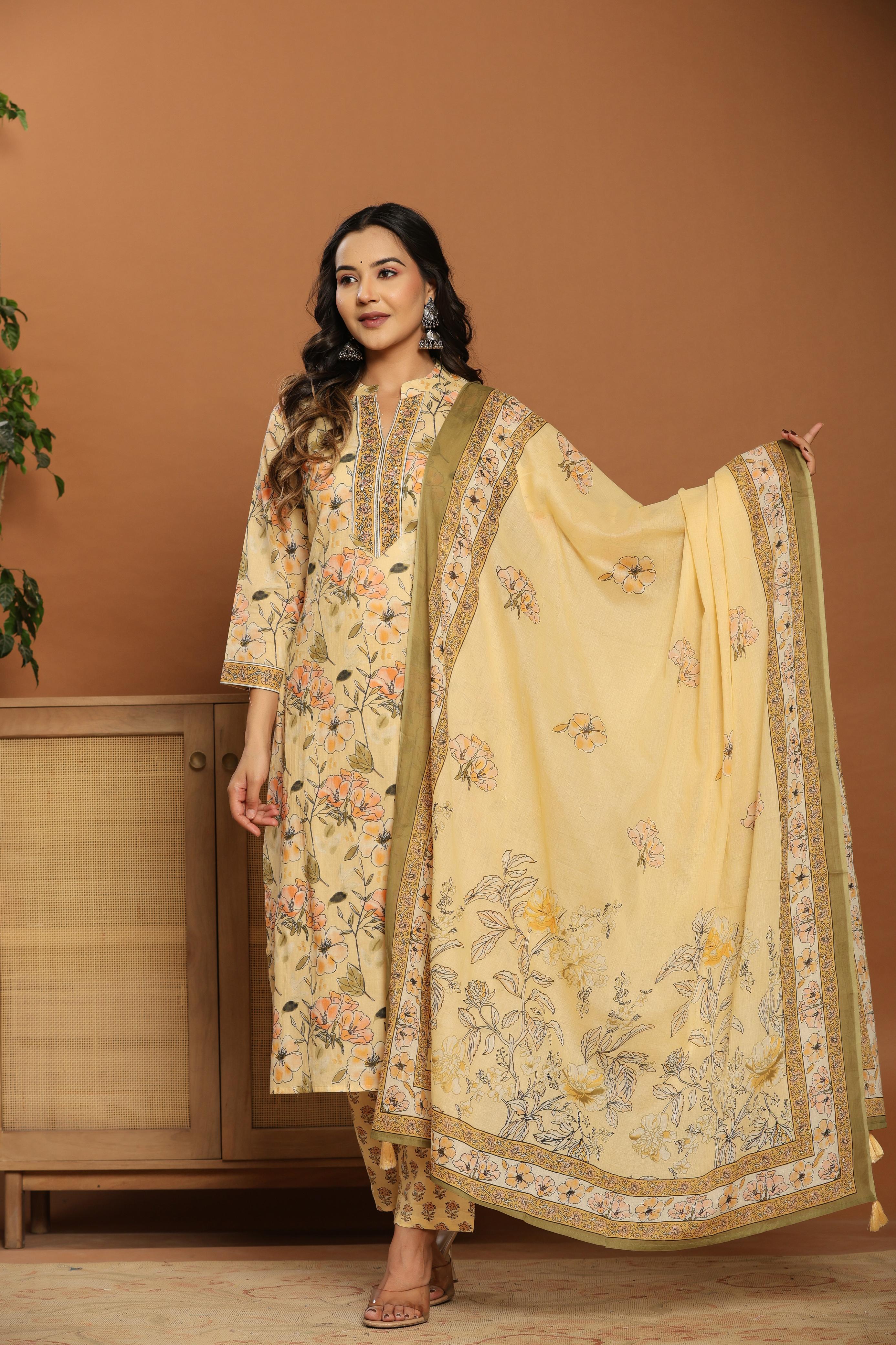 Sunlit Bloom Cotton Suit