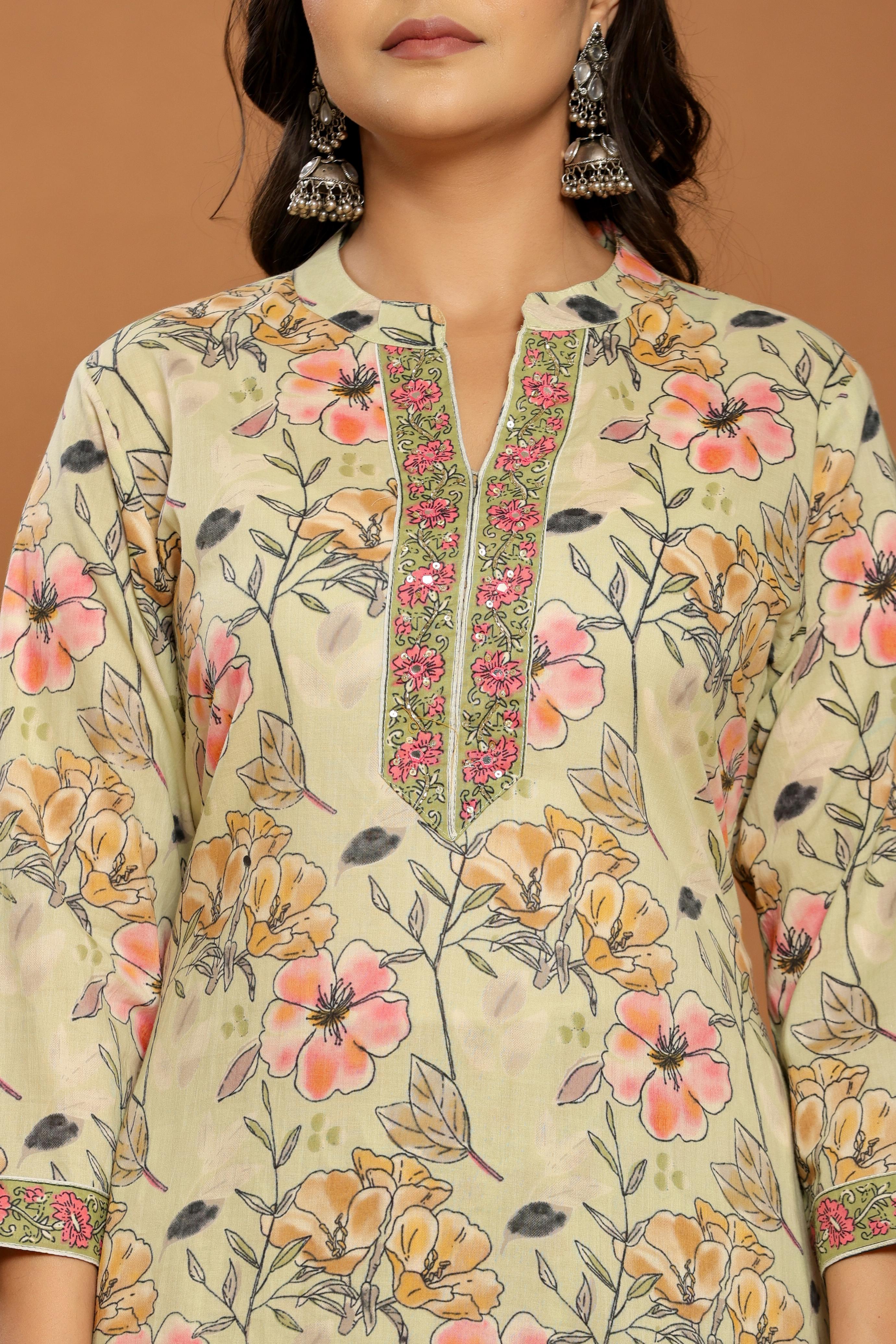 Blush Meadow Printed Cotton Suit