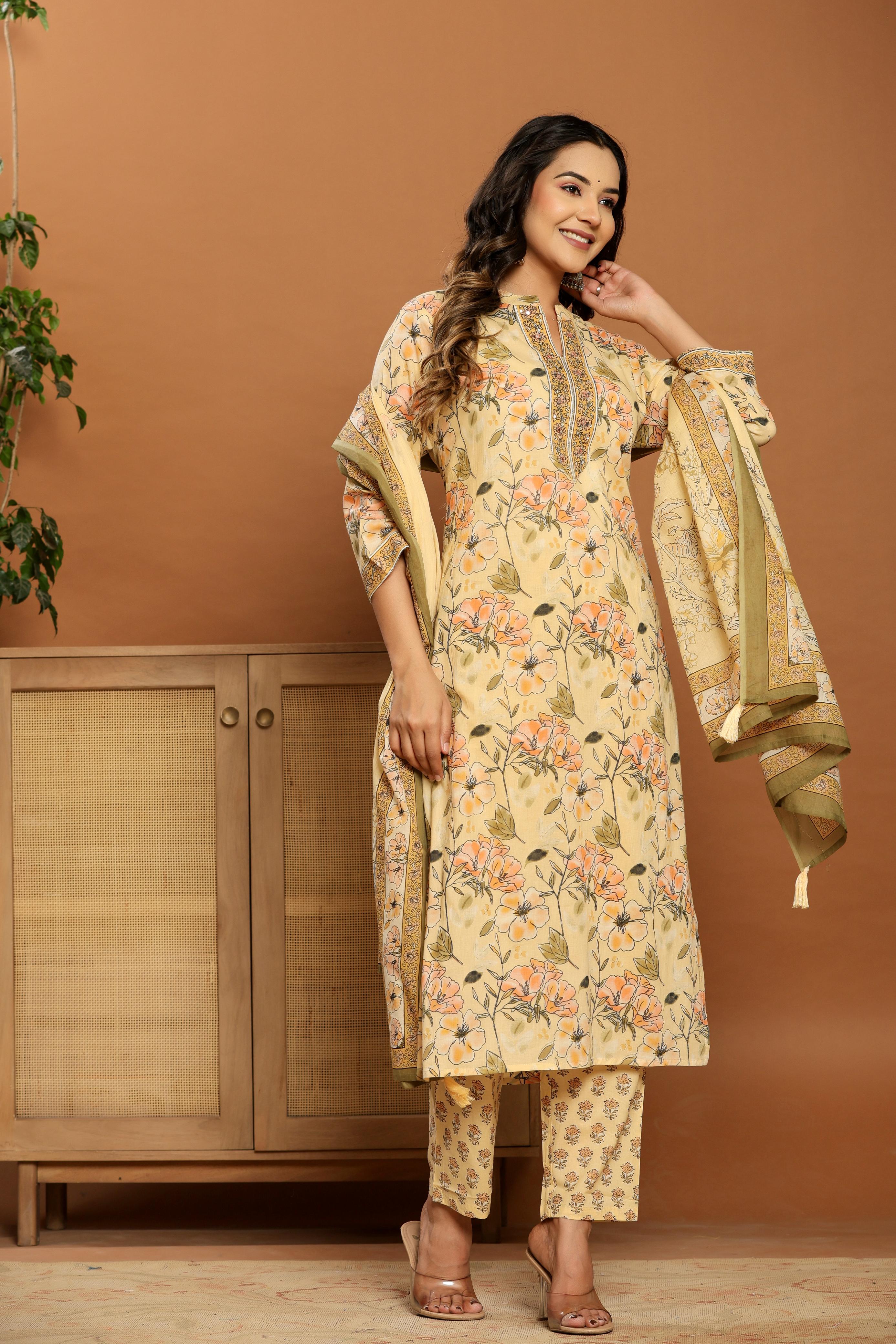Sunlit Bloom Cotton Suit